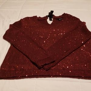 Nwt sparkly maroon sweater size m